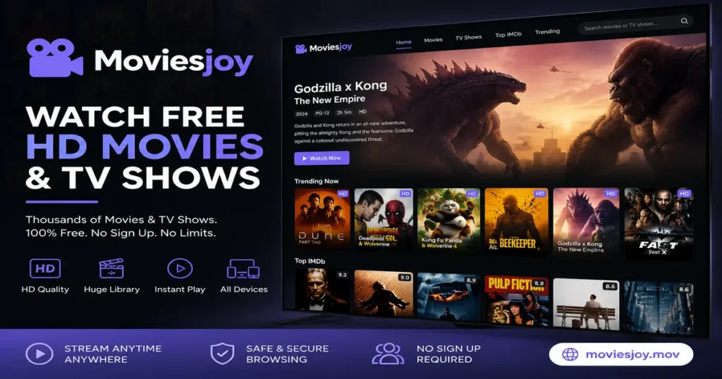 Moviesjoy watch free HD movies and TV shows promotional banner